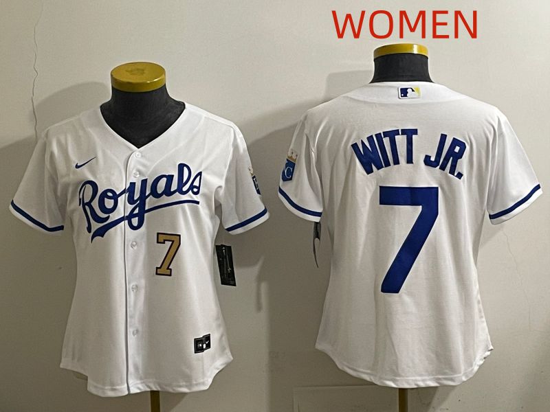 Women 2025 Kansas City Royals #7 Witt jr White Game Nike MLB Jersey style 2